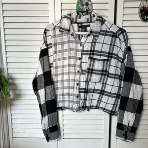 Black and White Plaid Button-Up Shirt